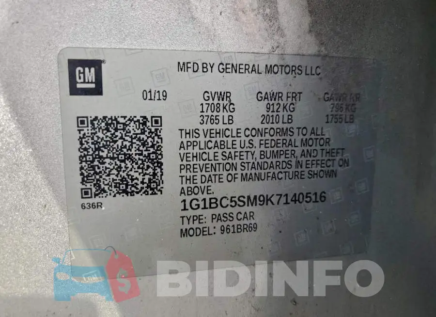 1G1BC5SM9K7140516 Photo# 12