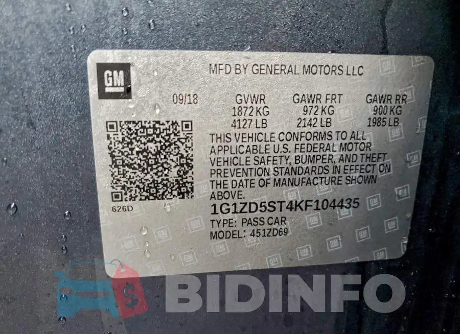 1G1ZD5ST4KF104435 Photo# 12