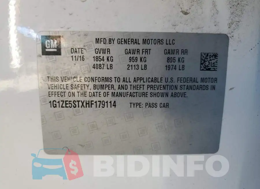 1G1ZE5STXHF179114 Photo# 12