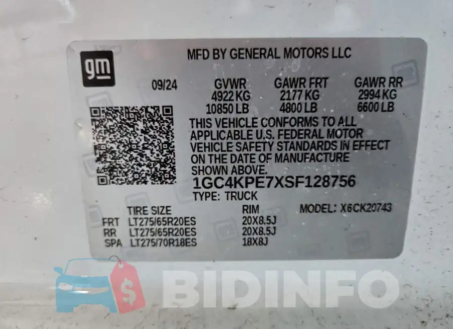1GC4KPE7XSF128756 Photo# 12