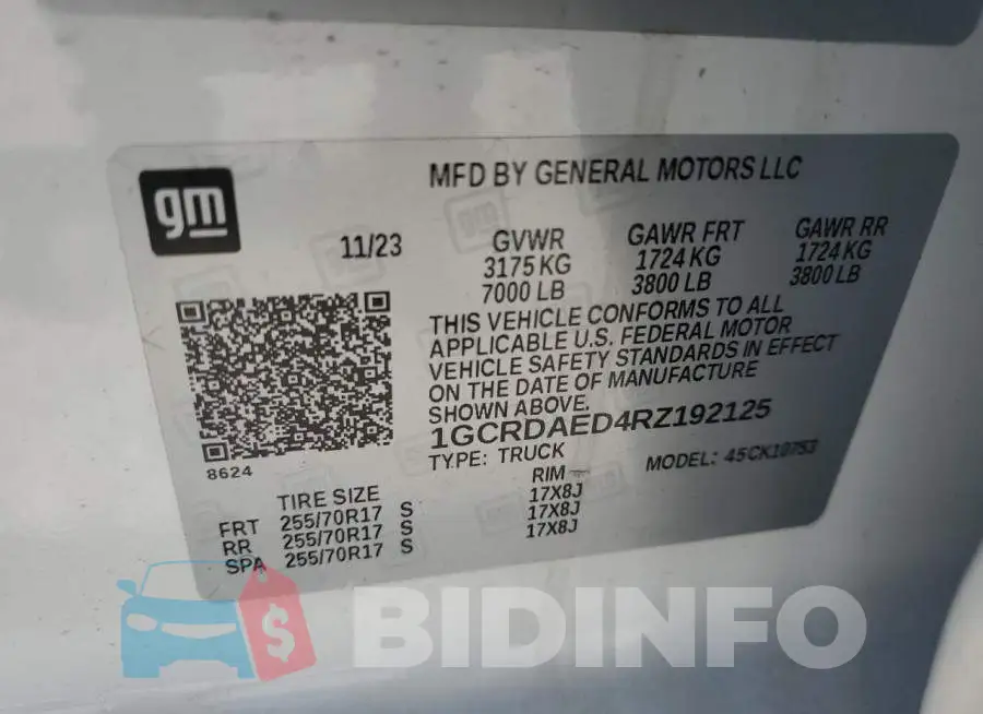 1GCRDAED4RZ192125 Photo# 12