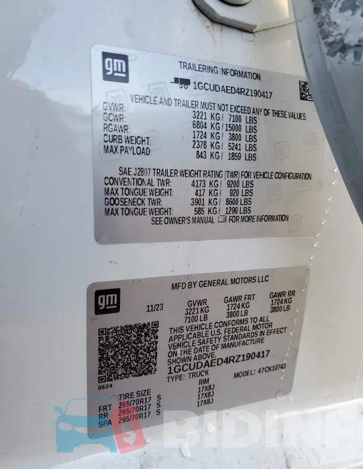 1GCUDAED4RZ190417 Photo# 13