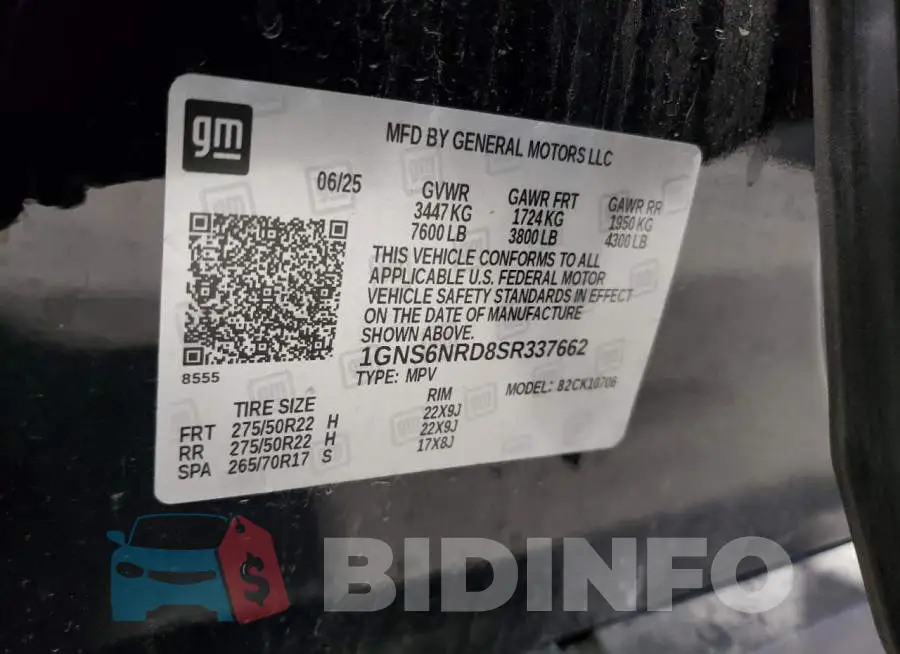 1GNS6NRD8SR337662 Photo# 13
