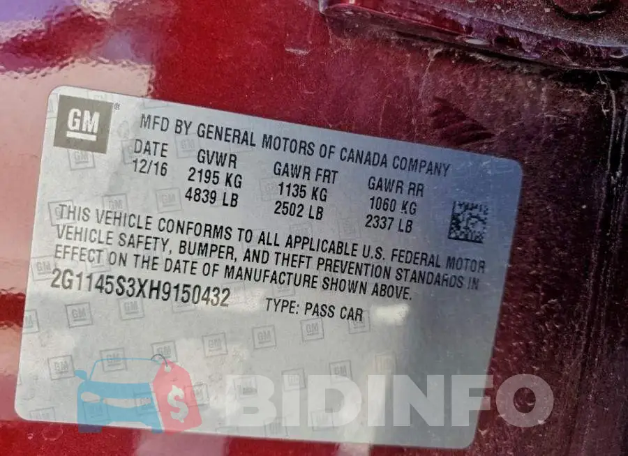 2G1145S3XH9150432 Photo# 12