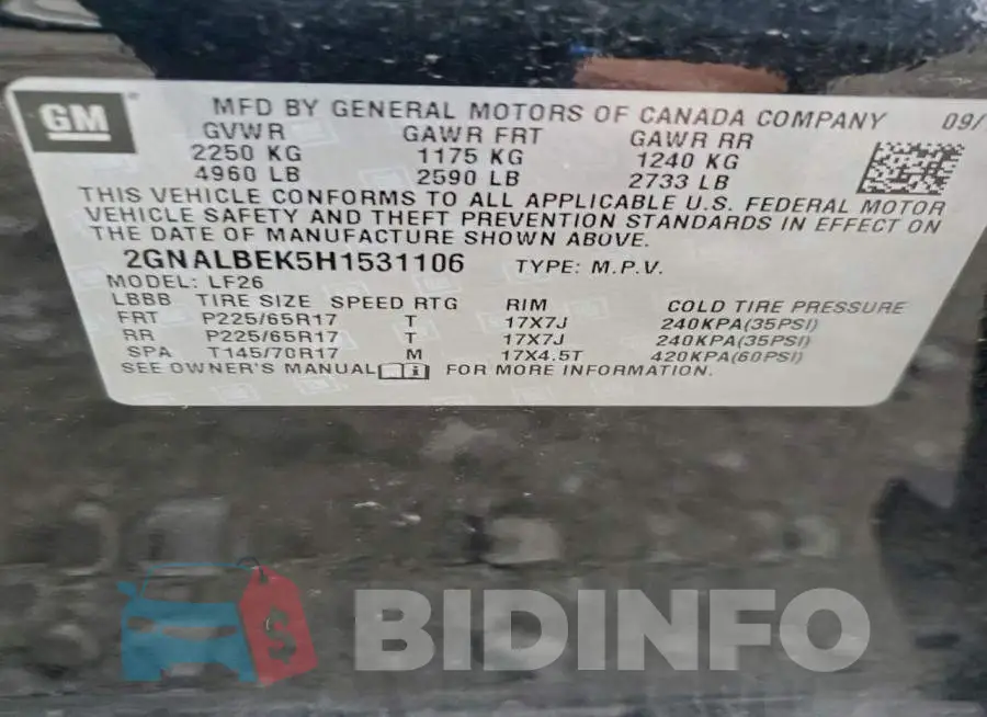2GNALBEK5H1531106 Photo# 12