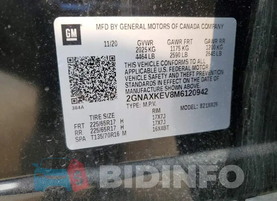 2GNAXKEV8M6120942 Photo# 13