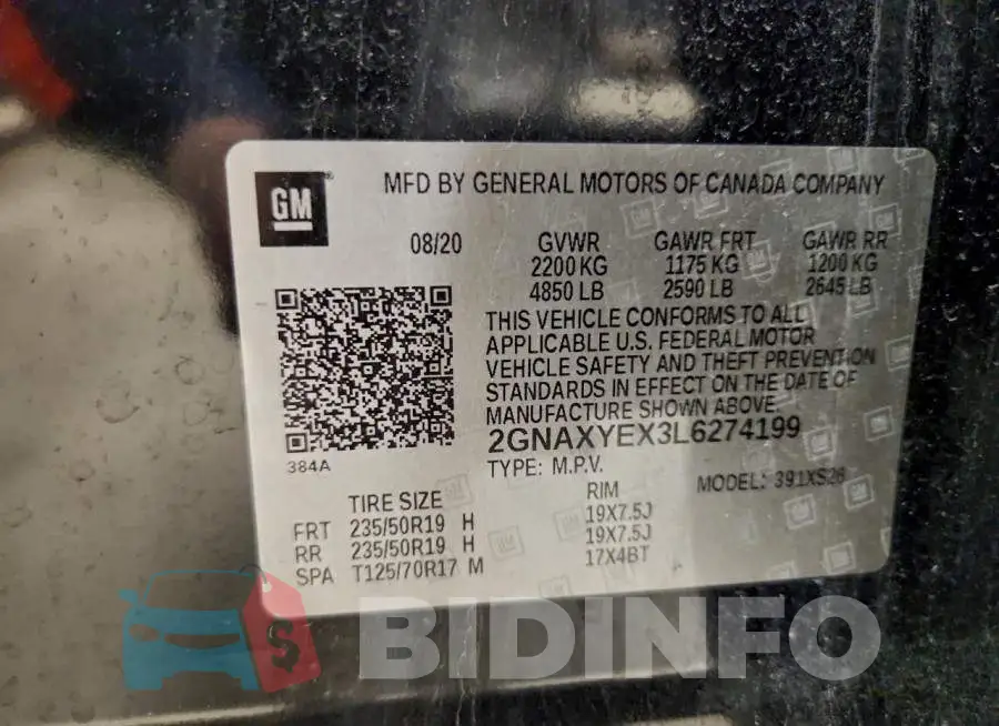 2GNAXYEX3L6274199 Photo# 12