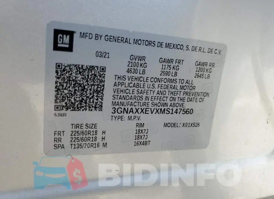 3GNAXXEVXMS147560 Photo# 14