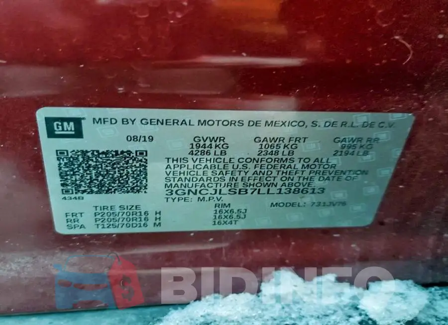 3GNCJLSB7LL138613 Photo# 13