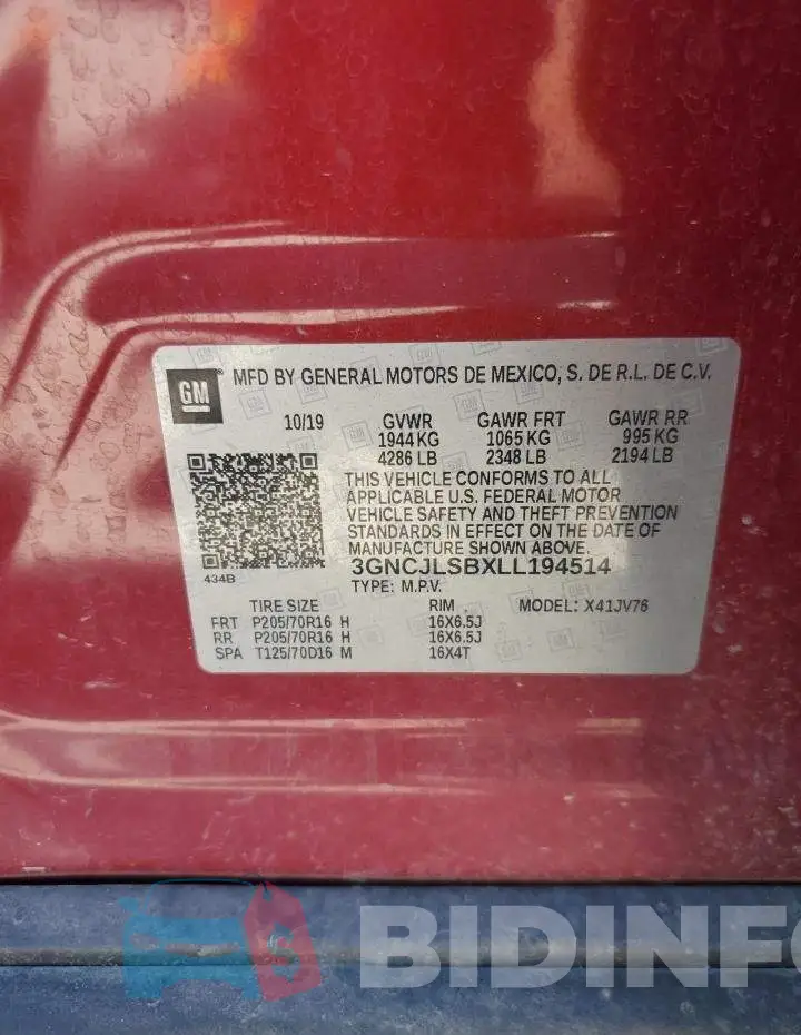 3GNCJLSBXLL194514 Photo# 12