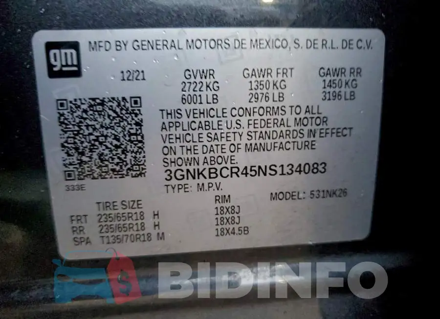 3GNKBCR45NS134083 Photo# 13