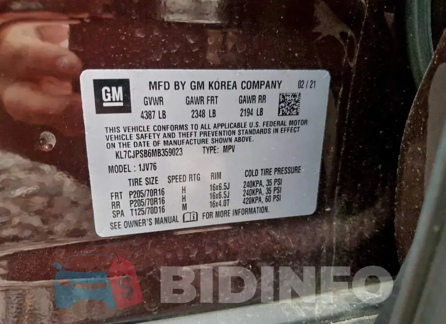 KL7CJPSB6MB359023 Photo# 13