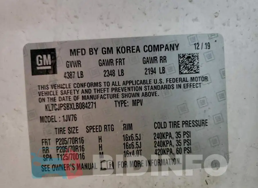 KL7CJPSBXLB084271 Photo# 13