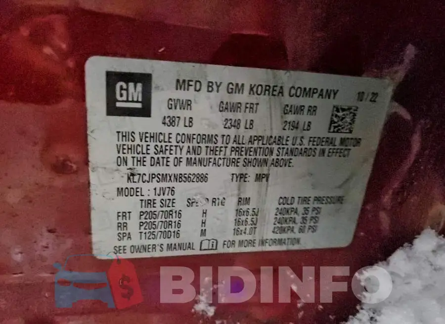 KL7CJPSMXNB562886 Photo# 14