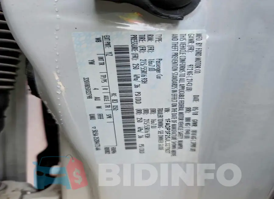 1FADP3F25JL327927 Photo# 12