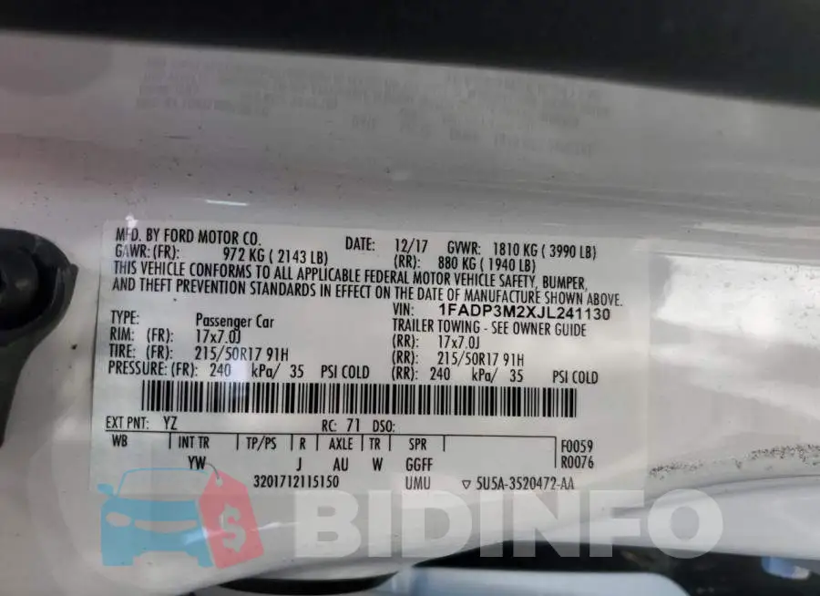 1FADP3M2XJL241130 Photo# 12