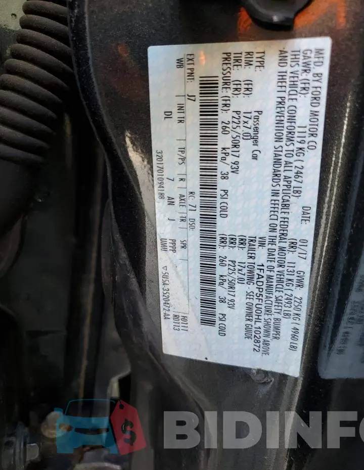1FADP5FU0HL102872 Photo# 13