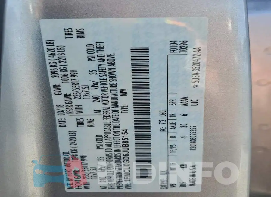 1FMCU0GD6JUB85154 Photo# 13