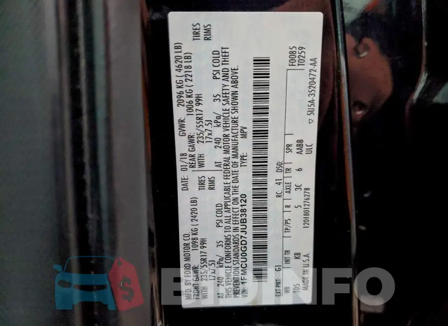 1FMCU0GD7JUB38120 Photo# 12