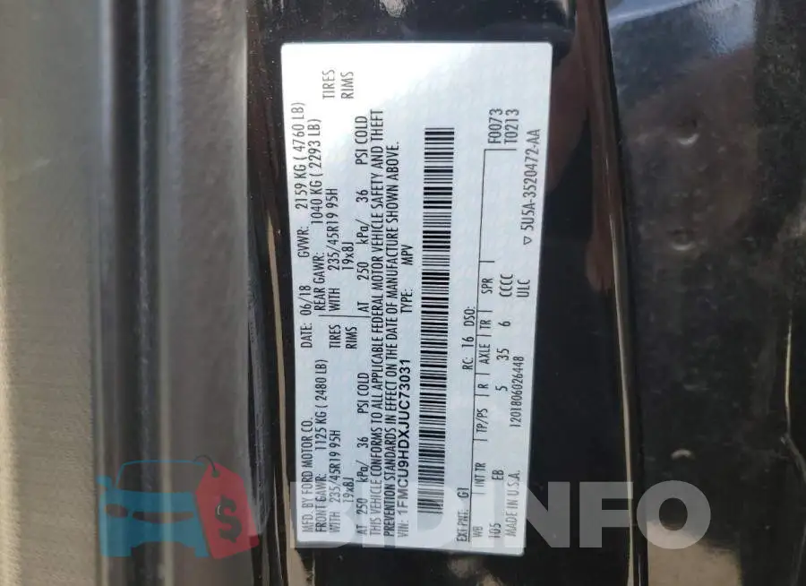 1FMCU9HDXJUC73031 Photo# 13