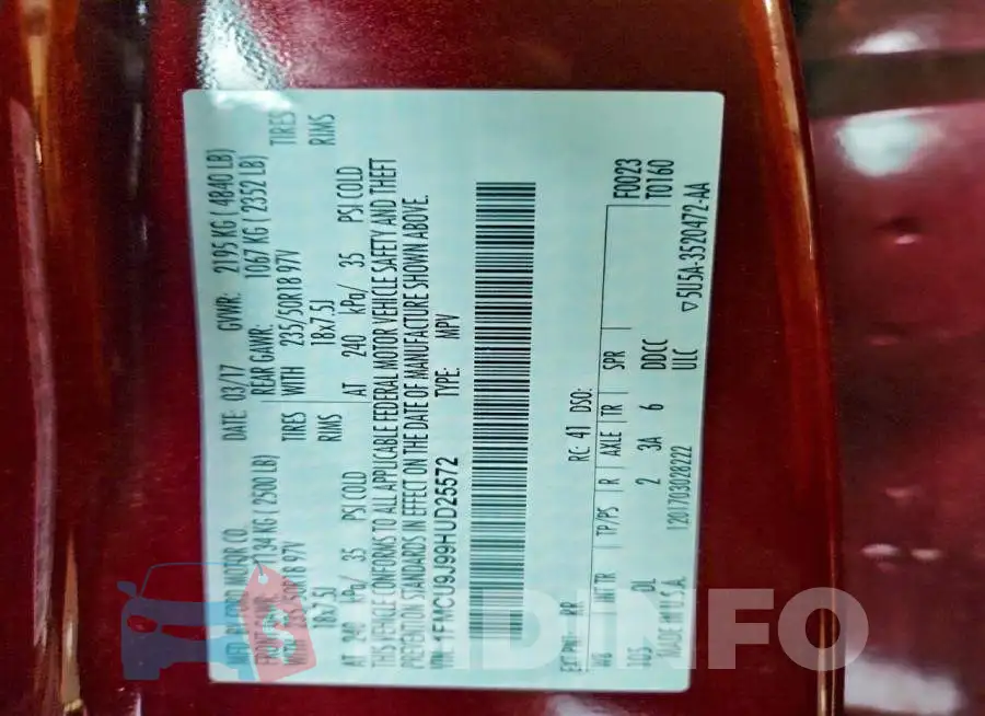 1FMCU9J99HUD25572 Photo# 13
