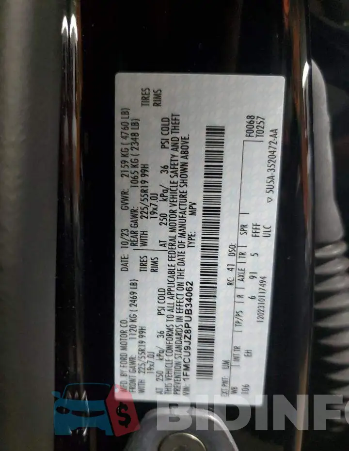 1FMCU9JZ8PUB34062 Photo# 12