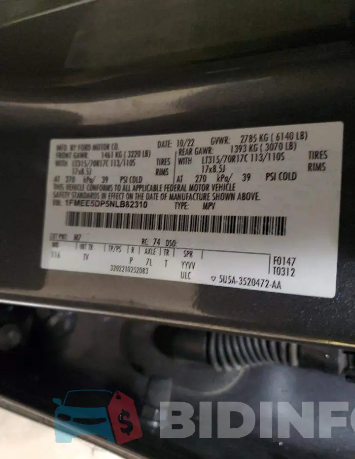 1FMEE5DP5NLB82310 Photo# 13