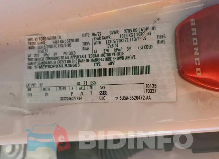 1FMEE5DPXNLB36603 Photo# 12