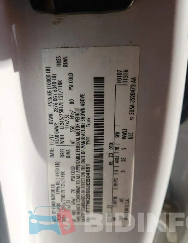 1FT7W2B60JEB04681 Photo# 12