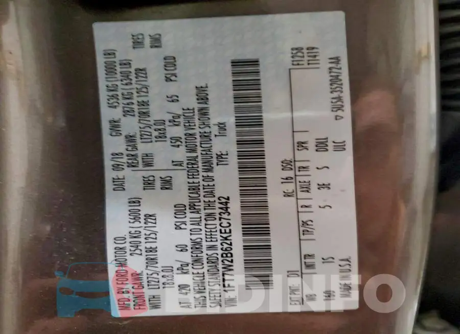 1FT7W2B62KEC73442 Photo# 12