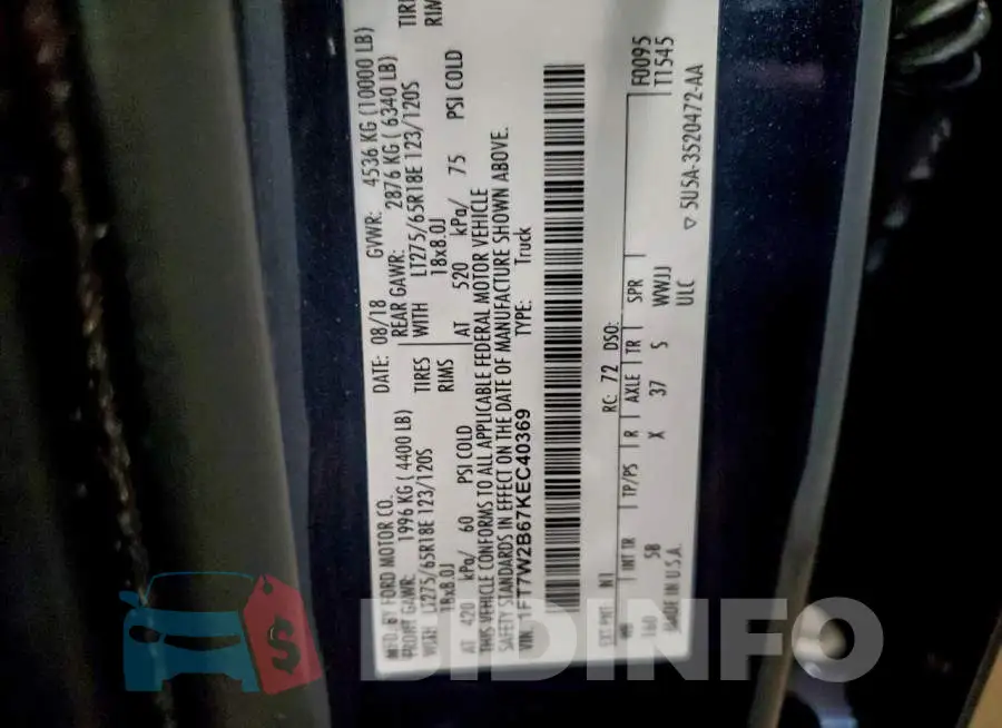 1FT7W2B67KEC40369 Photo# 12