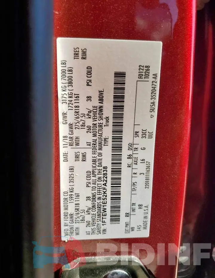 1FTEW1E52KFA22838 Photo# 13