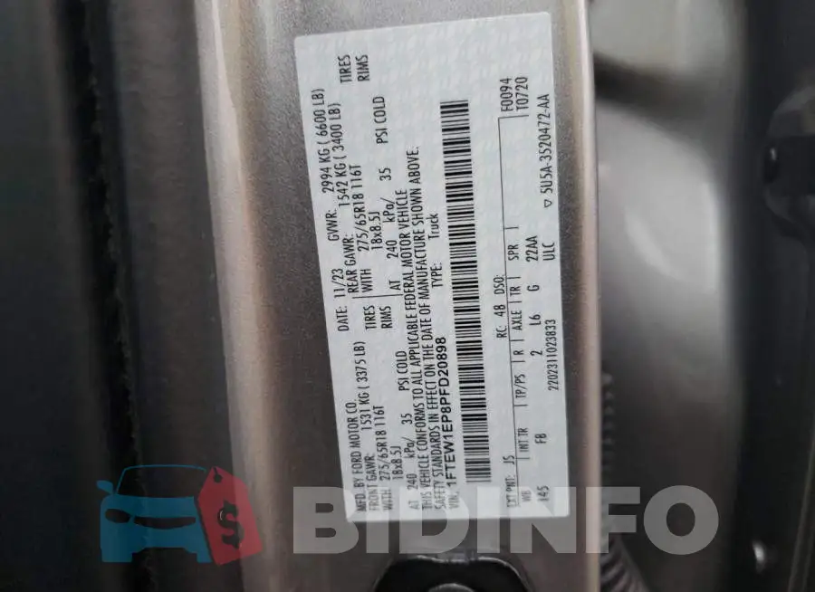 1FTEW1EP8PFD20898 Photo# 12