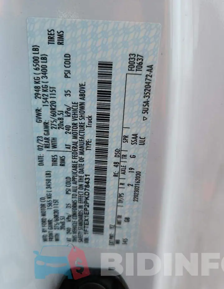 1FTEX1EP2PKD78431 Photo# 12