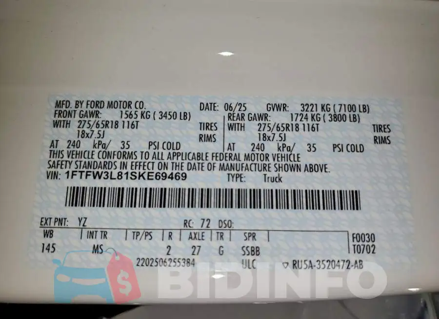 1FTFW3L81SKE69469 Photo# 12