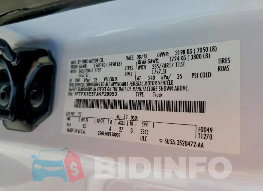 1FTFX1E57JKF29953 Photo# 12