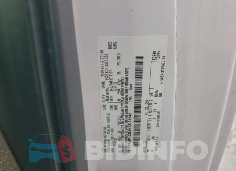 1FTMF1CB3KKD21542 Photo# 12