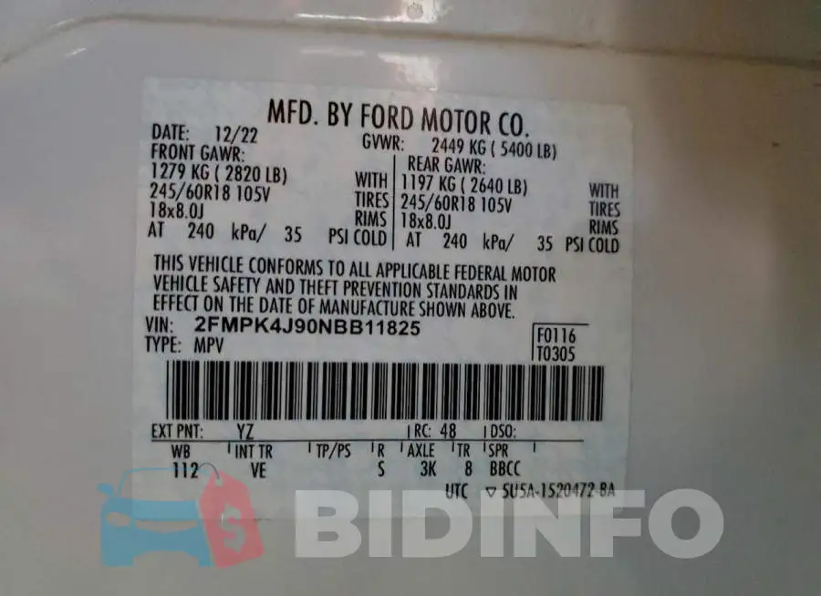 2FMPK4J90NBB11825 Photo# 13