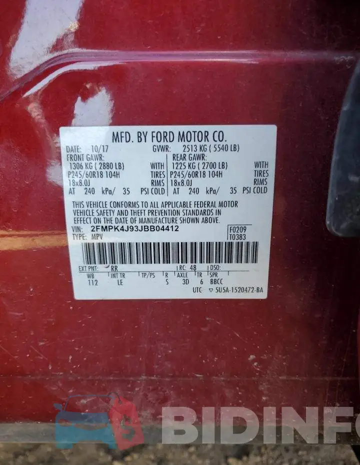 2FMPK4J93JBB04412 Photo# 13