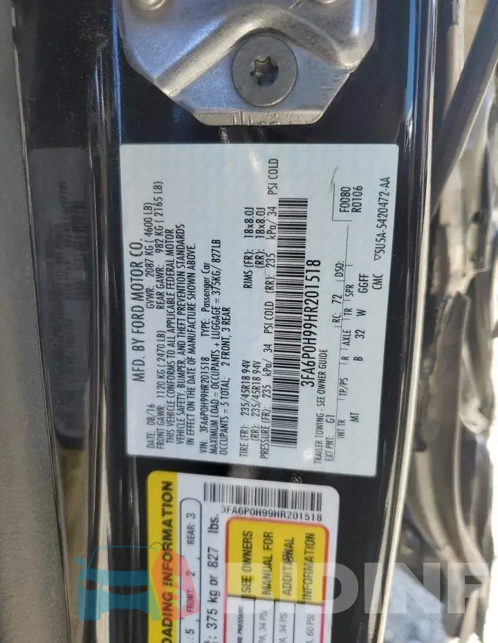 3FA6P0H99HR201518 Photo# 12
