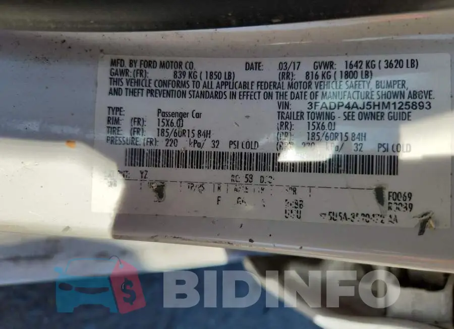 3FADP4AJ5HM125893 Photo# 12