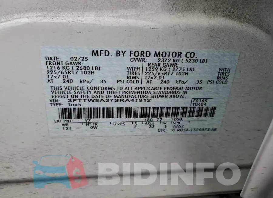 3FTTW8A37SRA41912 Photo# 12