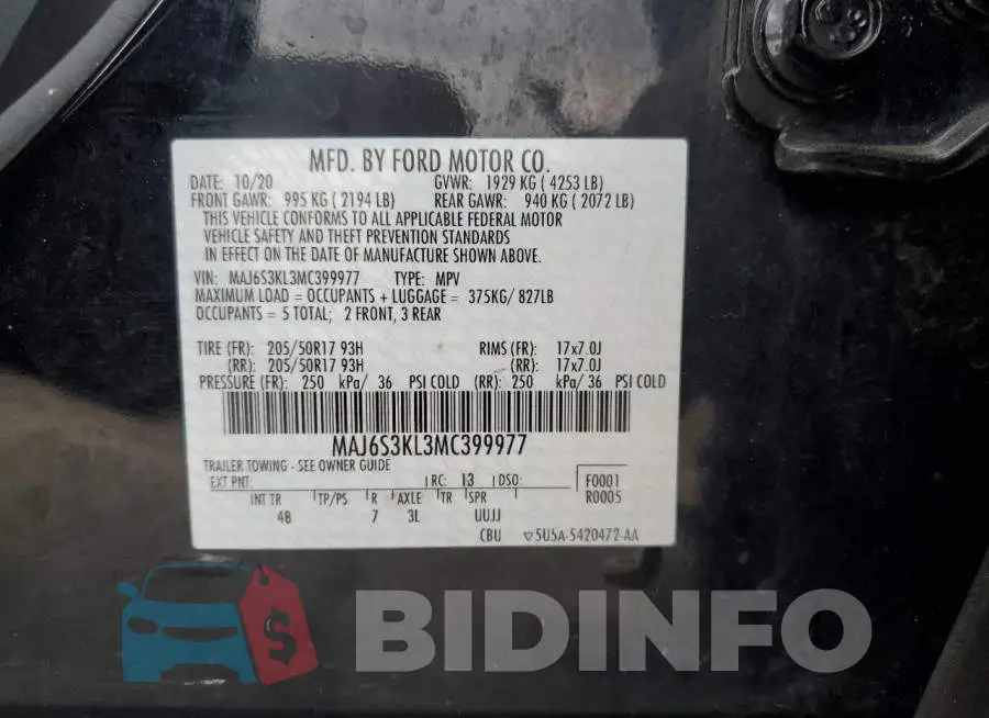 MAJ6S3KL3MC399977 Photo# 13