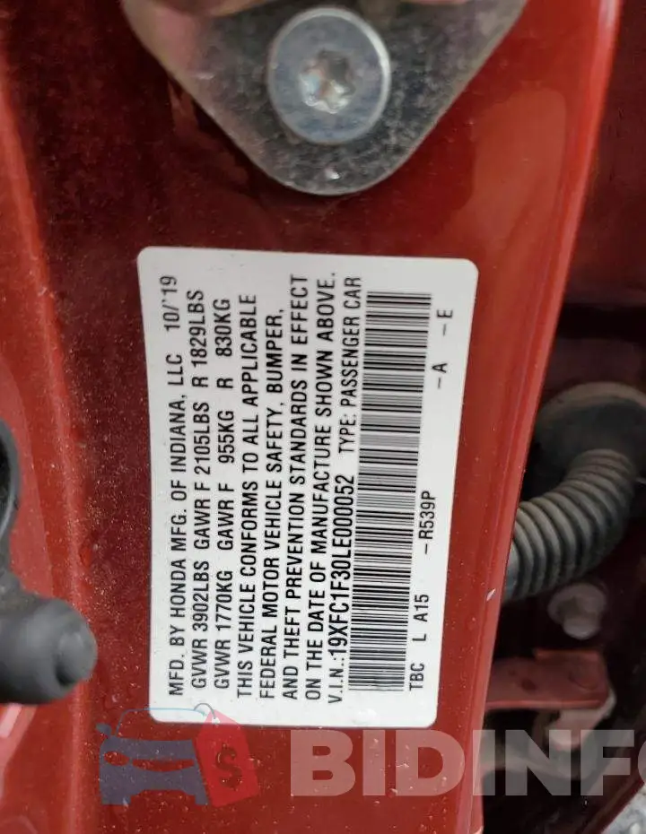 19XFC1F30LE000052 Photo# 12