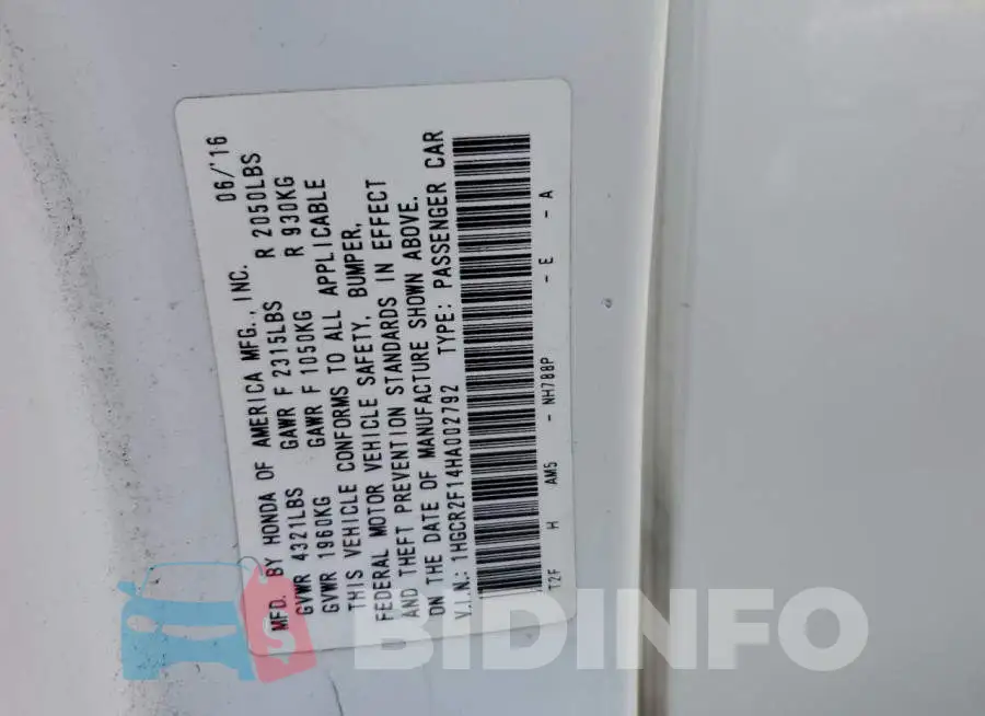 1HGCR2F14HA002792 Photo# 12