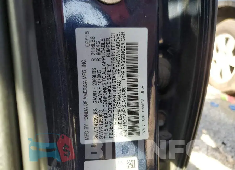 1HGCV1F12JA194080 Photo# 13