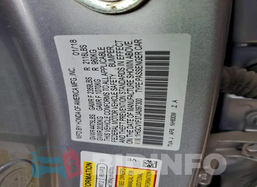 1HGCV1F37JA097300 Photo# 13