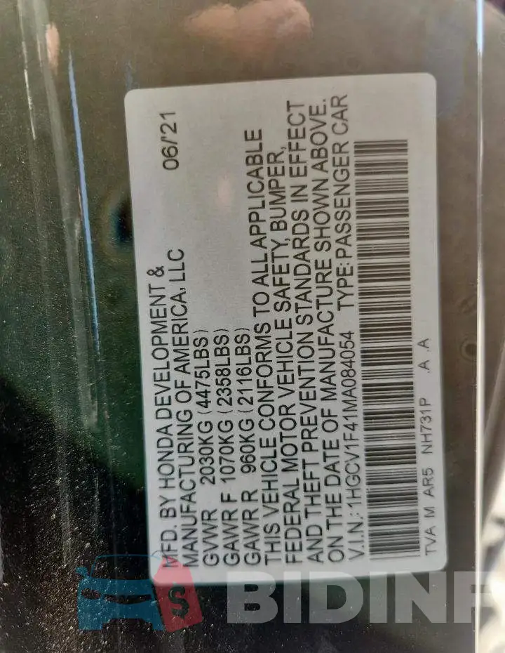 1HGCV1F41MA084054 Photo# 13