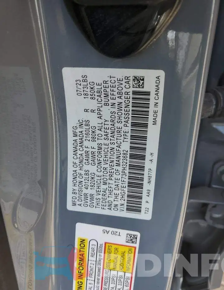 2HGFE1F73PH323682 Photo# 12