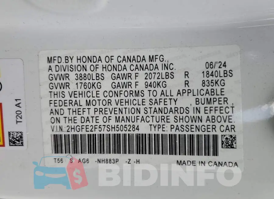 2HGFE2F57SH505284 Photo# 12